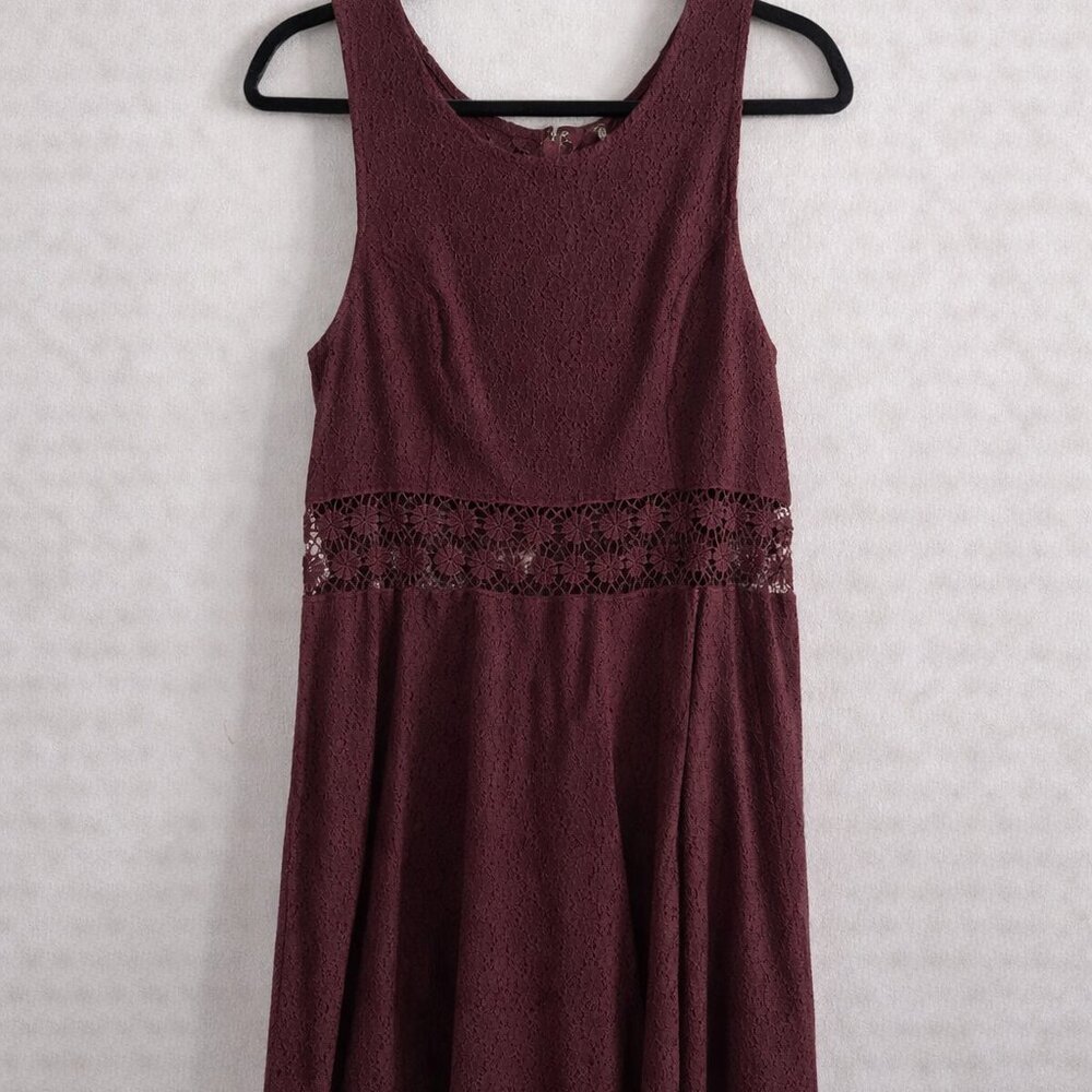Free People Burgundy Lace Fit & Flare Dress Size 12